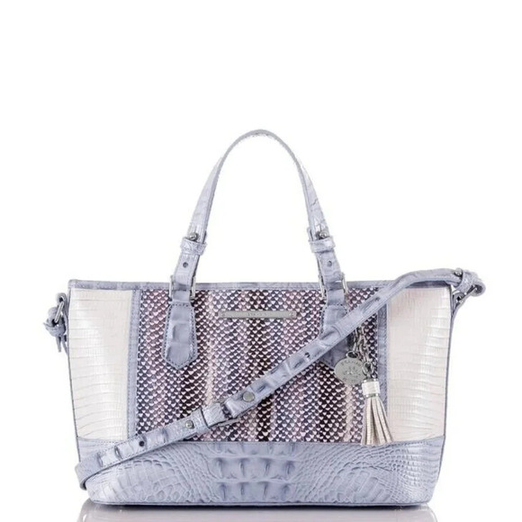 BRAHMIN Mini Asher Purse Periwinkle Monroe Leather Crossbody - Picture 3 of 16